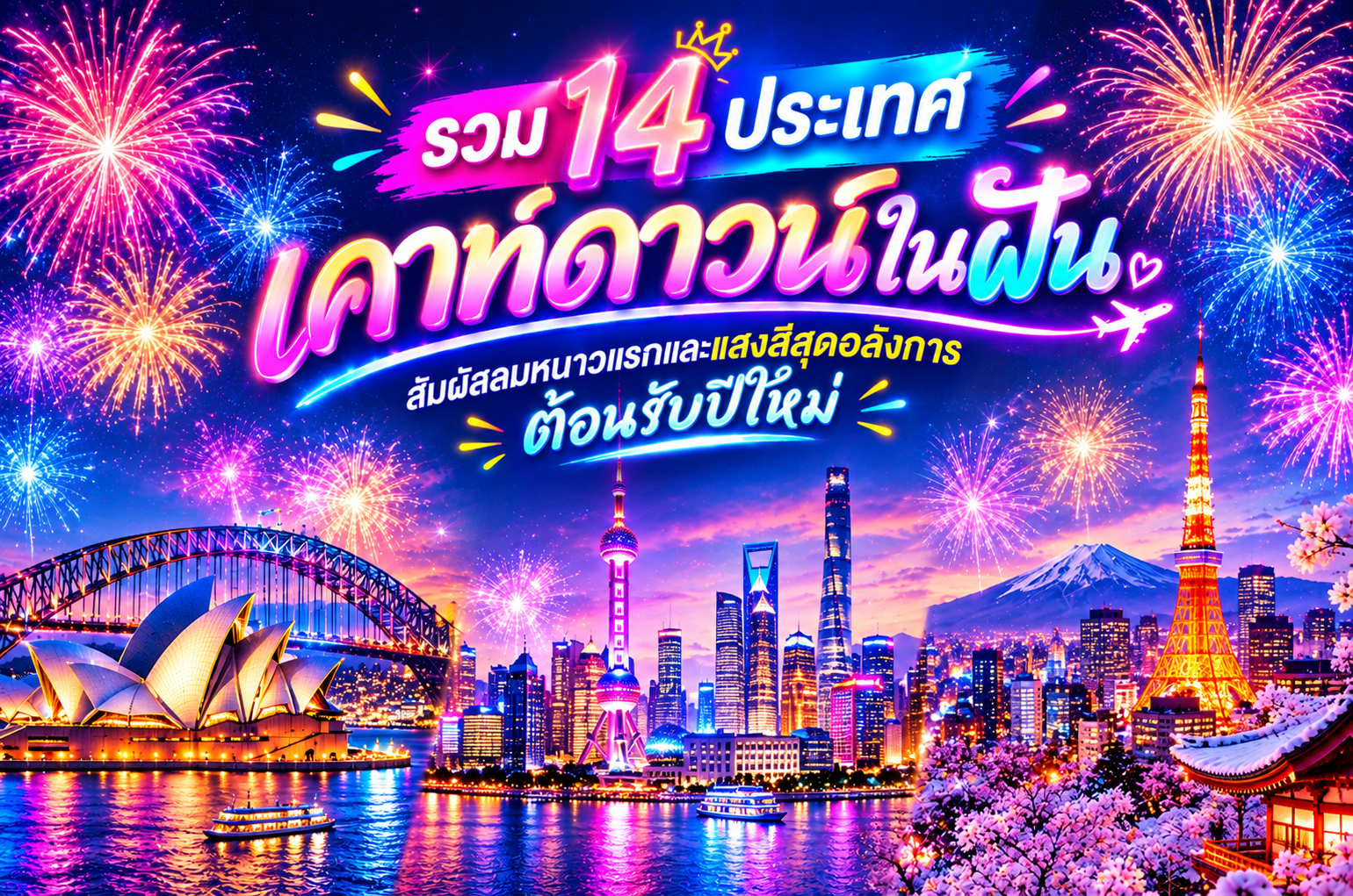 รวม 14 ประเทศ เคาท์ดาวน์ในฝัน : สัมผัสลมหนาวแรกและแสงสีสุดอลังการต้อนรับปีใหม่ 2027